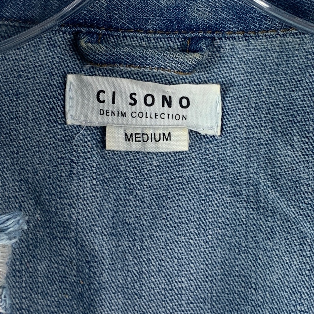 Ci Sono Deconstructed Denim Boyfriend Jacket Intentionally Distressed - Picture 5 of 9